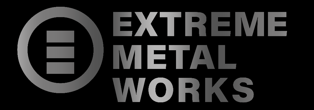 Bold metallic text reading 'EXTRA METAL WORLD' on a black background.